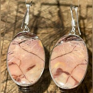 Elegant Silver and Pink Stone Earrings